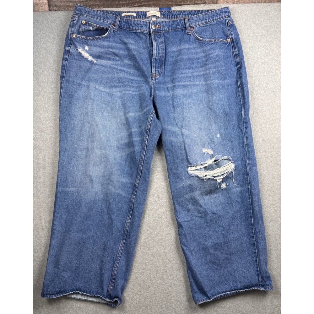Universal Thread Baggy Jeans Womens 24 Distressed Mid Rise 90s Wide Leg Plus